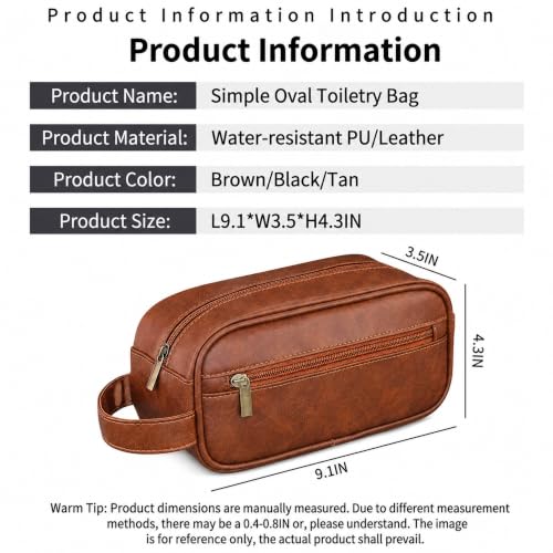 Men's Toiletry Bag, Vintage PU Leather Travel Shaving Case, 9.1" Lightweight Toiletries Organizer Pouch, Premium Grooming Gift for Husband Dad, Khaki (Khaki) - color: Khaki