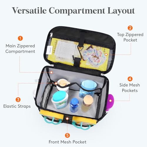 Lifewit Shower Caddy Portable, Toiletry Bag with Handle and 3 Mesh Pockets, Quick Dry Hanging Organizer for Bathroom, Gym, Travel, Camping, College Dorm Room Essentials for Women Men, Black - color: Black