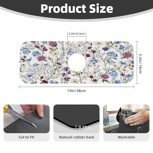 Garden Kitchen sink faucet pad, strong water absorption, anti slip, easy to clean, very suitable for splash and drip prevention, suitable for kitchens and bathrooms - color: Garden