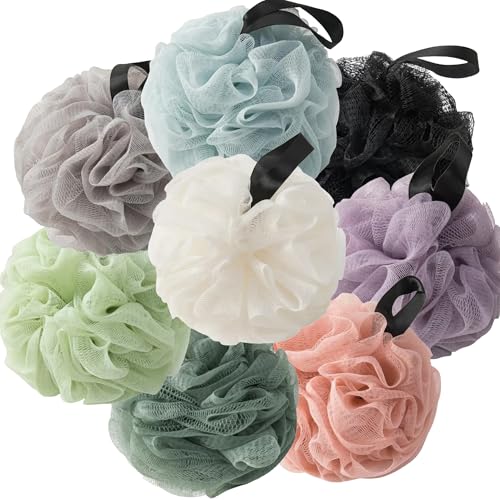 Loofahs 8 Pack - Exfoliating Shower Sponges, Bath Puff for Men Women, Set of 8 Colors (Black, Gray, Blue, Pink, Purple, Light Green, Beige, Dark Green) - color: 8-color Mix, size: 1 Count (Pack of 8)