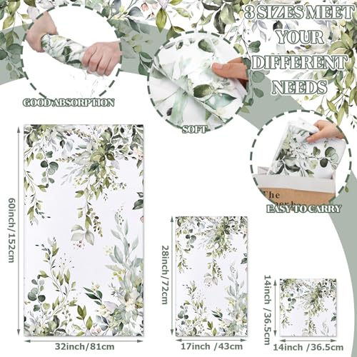 Preboun 3 Pack Sage Green Eucalyptus Bathroom Towels Set Spring Leaves Hand Towels Spring Floral Bath Decor Green Plant Dish Absorbent Fingertip Wash Cloth for Kitchen Bathroom Gym Spa Home - color: Green, style: Eucalyptus