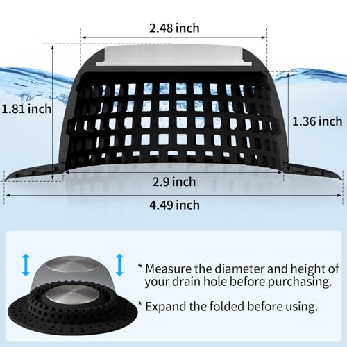 Aluvor Shower Drain Hair Catcher Bathtub Drain Cover Sink Drain Protector | Bathroom Sink & Bathtub Drain Strainer for Pop-Up & Regular Drains, Silver Black - color: Silver Black