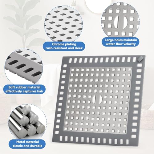 Shower Drain Hair Catcher,4.72",Hair Catcher for Bathroom Drain,Sink,Tub | BathTub Drain Cover Protector,Easy Installation Clean,Prevents Clogged For Bath/Laundry room/Kitchen/Floor Drain,Sink,Bathtub - size: Square 4.72 inch
