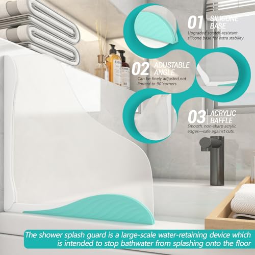 Shower Splash Guard, Splash Guard for Bathtub, Shower Water Guard with Adjustable Silicone Base, Large Water Barrier, Frosted Acrylic & Silicone Base, for Tub, Sinks, Washbasin –11in×11in