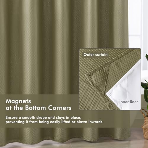 Mrs Awesome No Hook Shower Curtain with Snap-in Liner, Embossed Waffle Design Fabric Shower Curtain for Bathroom, Soft & Lightweight, 71x74, Taupe - color: Taupe, size: 71"W x 74"L (Pack of 1)