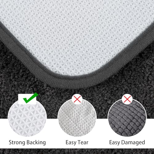 LOCHAS Bathroom Rug Set Dark Grey, Soft Bath Rug Set 2 Piece, Toilet Mat U-Shaped 20x20 and 34x20 Bath Rugs, Quickly Dry Mats for Bathroom, Tub, Washable, Super Absorbent Floor Mat - color: Dark Grey, size: 34" x 20" Plus 20" x 20" (U-Shape)