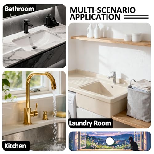 2 Pcs Kitchen Sink Splash Guard Faucet Mat Windowsill Cat Pattern Faucet Mat for Sinks Flower Absorbing Drying Mats for Kitchen Bathroom - color: Windowsill Cat Pattern