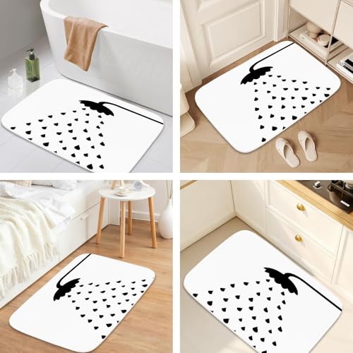 Geometric Funny Cute Black and White Water Rain Drops Bath Rugs for Bathroom Non Slip Door Rug with Rubber Backing Memory Foam Absorbent Mat Kitchen Floor Carpet (20W x 31L) - color: Multi Color 11, size: 2'7" x 1'8" (Rectangular)