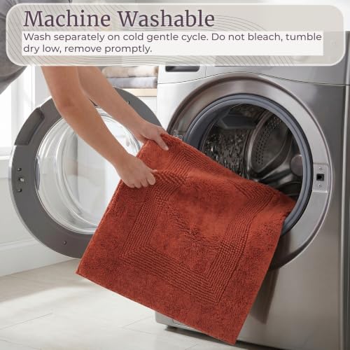 Bathroom Rugs - 2 - Piece Cotton Bathroom Mat Set - Machine Washable Bath Mats for Washroom, Kitchen, or Laundry Room by Lavish Home (Brick) - color: Brick