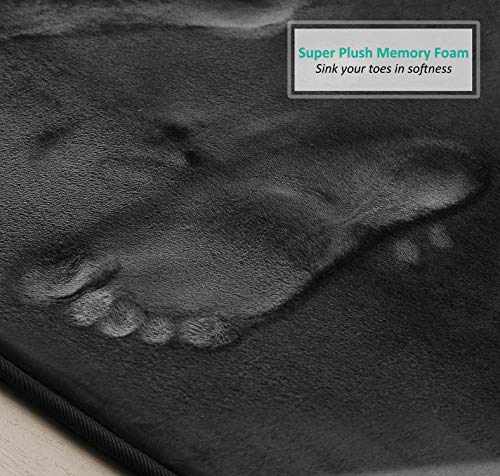Clara Clark Bathroom Rugs, Velvet Memory Foam Bath Mat, Non-Slip Bath Rugs, Machine Wash, Dries Quickly, Ultra Soft Plush Bath Mats for Bathroom, - color: Black, style: 20 x 32 + Contour