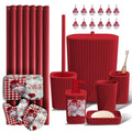 Clara Clark Christmas Bathroom Accessory Set - 22PC, Complete Set + Bath Rugs, Modern, Red & White, Polyester - color: Christmas, size: Complete Set + Bath Rugs