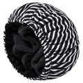 Shower Cap for Women Terry Lined Bath Cap Large Reusable Waterproof Elastic Black Stripes Shower Caps for Long Thick Hair Soft Bath Shower Hair Caps - color: Black Stripe