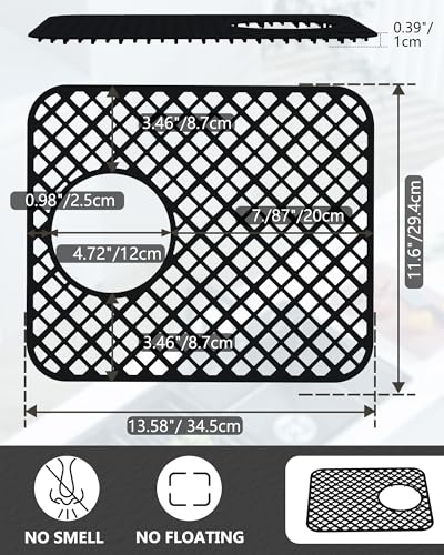 2 Pack Silicone Sink Protectors for Kitchen Sink, Trellis Pattern 13 x 11 Inches Sink Mat, Non-Slip and Durable Sink Protector Silicone, Rear Drain, Black - color: Black