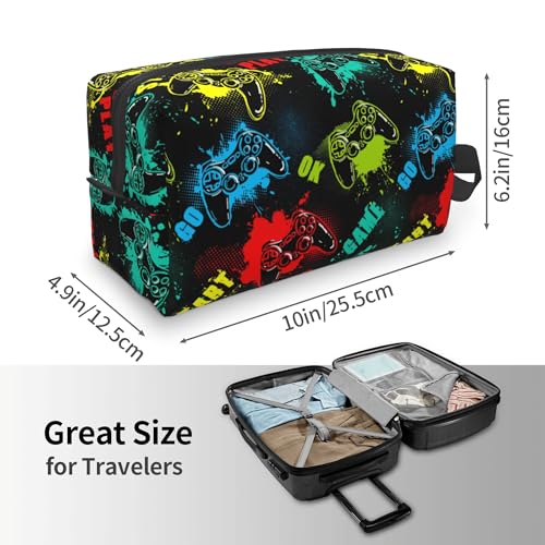Kids Travel Toiletry Bag for Boys Girls - Waterproof Makeup Pouch Hanging Cosmetic Wash Bags Dopp Kit Shaving Bag for Toiletries Accessories(Game Start) - color: Game Start