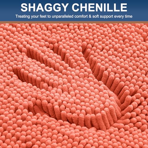 Smiry Luxury Chenille Toilet Rugs U-Shaped 20x20, Soft Absorbent Non-Slip Contour Bathroom Rugs for Toilet, Machine Washable Contoured Bath Mats, Coral - color: Coral, size: 20" X 20" Contour Rug