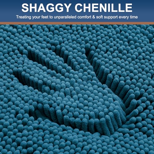 Smiry Luxury Chenille Toilet Rugs U-Shaped 20x20, Soft Absorbent Non-Slip Contour Bathroom Rugs for Toilet, Machine Washable Contoured Bath Mats, Peacock Blue - color: Peacock Blue, size: 20" X 20" Contour Rug