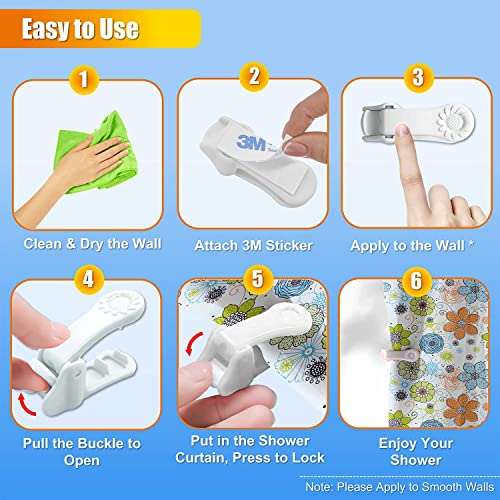Sunflower Shower Curtain Clips, Shower Splash Guard Holders, Bathtub Curtain Liner Clips for Windproof & Splash Water (White-4 Pack)