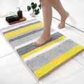 MIULEE Yellow Grey Bathroom Rug 24x36 Inch, Soft Thick Microfiber Striped Bath Mat, Non Slip Fluffy Plush Machine Washable Quick Dry for Bathroom Decor, Floor Tub and Shower - size: 2' x 3' (Rectangular)