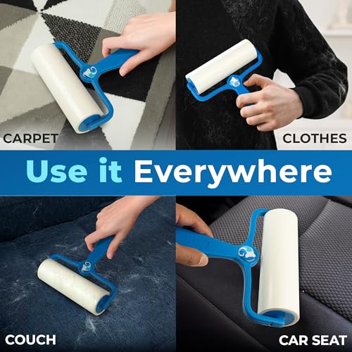 PetLovers 6.3" Large Lint Roller for Pet Hair Extra Sticky 360 Sheets, Ideal for Pet Hair Removal from Furniture & Clothes, Dog and Cat Lint Remover 4 Pack - size: 4 Pack Large Lint Roller