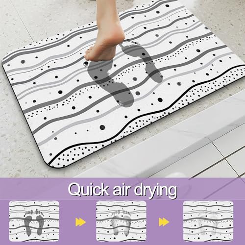Polka Dots Stripes Bathroom Mat, Non Slip Rubber Backed Fast Dry Bath Rug, Thin Bath Mat for Bathroom Kitchen 17"x30" - color: Polka Dots Stripes