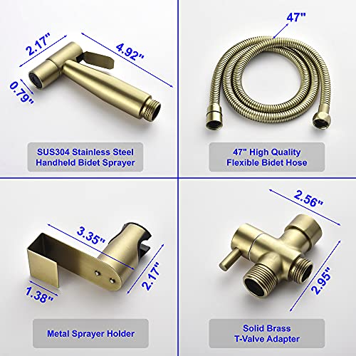 SHAMANDA Handheld Bidet Sprayer for Toilet, Stainless Steel Baby Cloth Diaper Sprayer Kit, Bathroom Toilet Bidet Attachment Set for Bathing Pets Feminine Hygiene, Brushed Gold BDS01-3 - color: Brushed Gold, style: Cold Water Mode Only