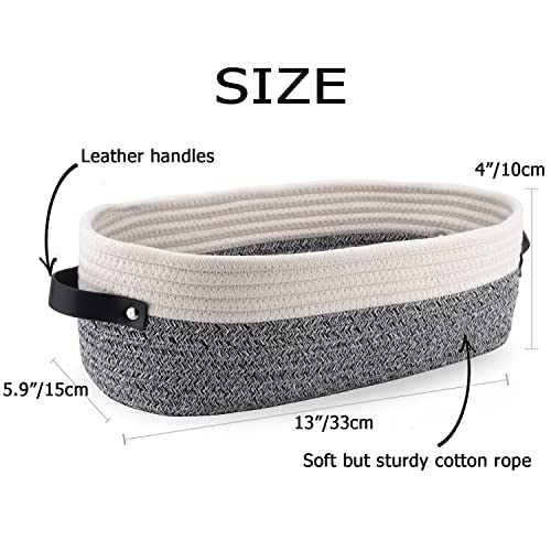 Small Cotton Rope Woven Basket Toilet Paper Baskets for Organizing Decorative Basket for Boho Decor Small Storage Basket 13"x5.9"x4" Variegated Gray&White - color: Variegated Gray