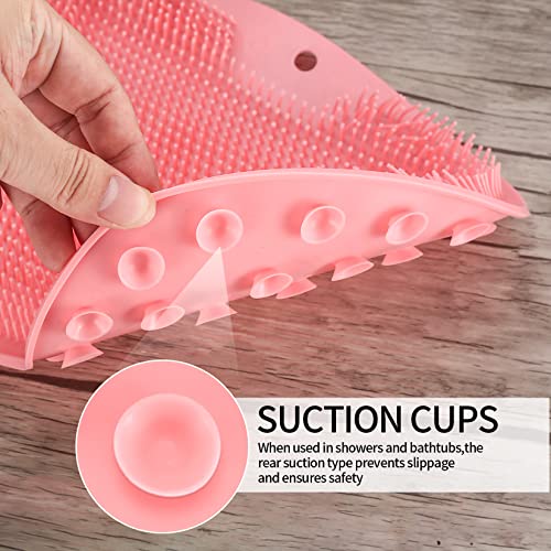2-Pack Shower Foot Scrubber Mat Back Washer Back Exfoliating Bath Wash Pad Wall Mounted Slip Suction Cups Foot Scrubber for Use in Shower Cups Foot Cleaner for Men and Women