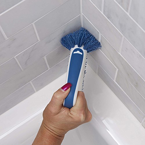 Unger 2-in-1 Grout and Corner Scrubber Brush Tool, Crevice Bathroom Cleaning Supplies for Showers, Door Tracks, Tile, and Bathtubs, Household 360-Degree Scrubbing Power (Pack of 4) - size: 1 Unit (Pack of 4), style: 2-in-1 Grout & Corner Scrubber