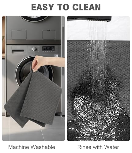 YIHOUSE Bathroom Rug Sets 2 Piece, Ultra Thin Quick Dry Bath Mat, Absorbent Bath Mat for Bathroom Non Slip Machine Washable Bath Rug (Dark Grey) - color: Dark Grey, size: 2 Pieces (Large)