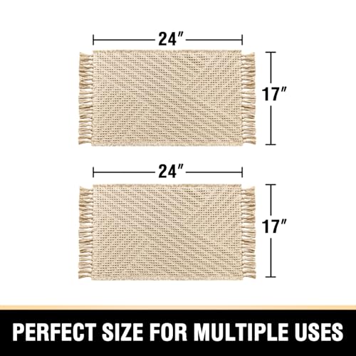 H.VERSAILTEX Waffle Bath Mat Super Absorbent Boho Bath Mat Non Slip Bath Rugs for Bathroom Floor Machine Washable Dry Fast Bathroom Rugs with Tassels (17 x 24 Plus 17 x 24 Inches, Vanilla) - color: Vanilla, size: 17" x 24" Plus 17" x 24"