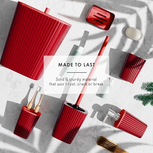 Clara Clark Christmas Bathroom Accessory Set - 22PC, Complete Set + Bath Rugs, Modern, Red & White, Polyester - color: Christmas, size: Complete Set + Bath Rugs