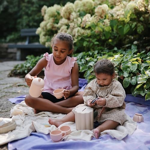 mushie Silicone Baby Tea Play Set | 4 Pieces Kitchen Play Toys for Toddlers 10 Months+ (Shifting Sand) - color: Shifting Sand