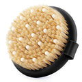 Dry Brushing Body Brush for Massage - Natural Boar Bristle Exfoliating Brush with Massage Nodes for Lymphatic Drainage, Cellulite, Blood Circulation Improving Skin Health for Women Men Elderly(Black) - size: Round 4.3 in-Black