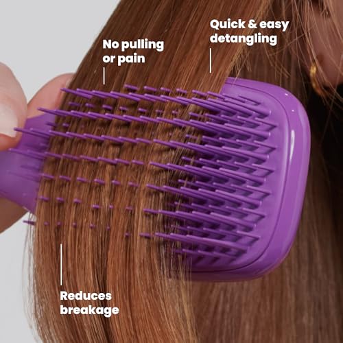 Tangle Teezer Ultimate Detangler Brush, Straight to Wavy, Fresh Purple | Patented two-tier, regular-flex teeth reduce breakage & split ends on wet or dry hair; Shower-friendly hairbrush for all ages - color: Fresh Purple