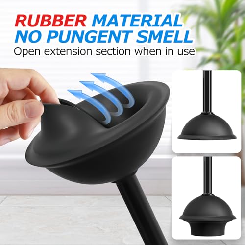 FORASTO 2Pack 2 in 1 Toilet Brush and Plunger Set, Extended Handle Plunger,Toilet Bowl Brush Plunger Set,Clean Gloves,Cleaning Tools,Cleaning Brush,Cleaning Supplies,Toilet Brush Plunger Combo,Black