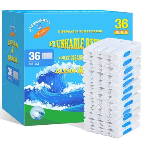 Effacera 36 Refills Disposable Toilet Bowl Paper Bulk Toilet Fresh Flushable Refills for Bathroom Brush Accessories Supplies Starter Kit (Ocean Scent) - color: Blue - 36 Refills (Ocean Scent)