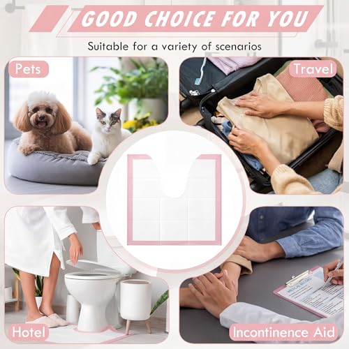 20 Pack Disposable Toilet Mats U Shaped Toilet Mat Absorbent Toilets Floor Protector Toilets Floor Protector from Urine for Potty Training Anti Urine Commode Mat for Kids (Pink,Classic) - color: Pink, size: Classic