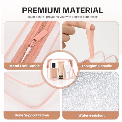 Icramsy Clear Makeup Bag,2 Pack TSA Approved Toiletry Bag Travel Toiletry Bag Hanging Makeup Cosmetic bag for Women Men (Rose gold) - color: Rose gold
