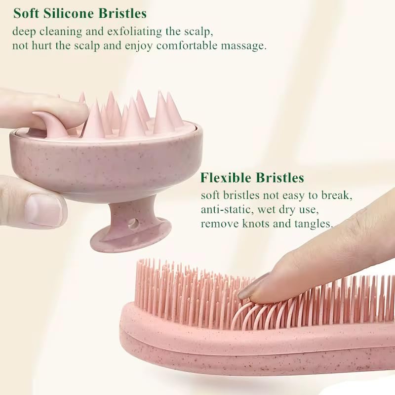 3-in-1 Hair Care Set – Detangling Brush, Wide Tooth Comb & Scalp Massager Brush | Reduces Breakage, Stimulates Scalp & Promotes Healthy Hair Growth – for Curly, Coily, Natural & Straight Hair (Green) - color: Green