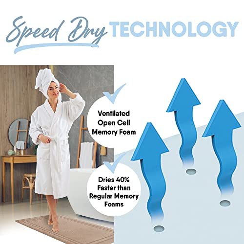 MICRODRY Quick Drying Memory Foam Framed Bath Mat with GripTex Skid-Resistant Base, Runner - 24x58, Linen - color: Linen, size: 24" x 58"