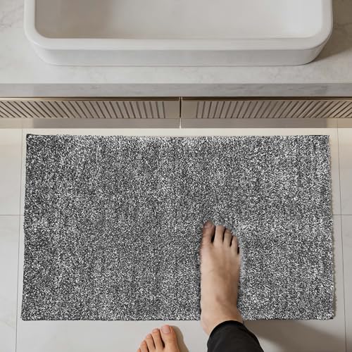 VOOVA & MOVAS Non-Slip Bathroom Rug，Ultra Soft & Quick Dry Bath Mat， Machine Washable Microfiber Shaggy Bath Rug， Plush Water Absorbent Shower Mat for Floor and Sink， 24x17 Inches，Dark Gray - color: Dark Gray, size: 24"x17"