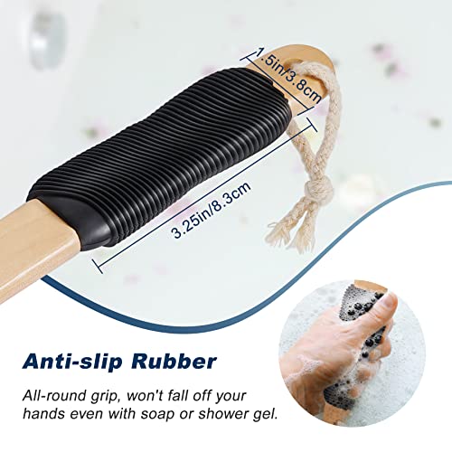Long Handle Ergonomically Back Scrubber/Brush for Shower, Double Sided Exfoliating Body Scrubber for Women and Men (Black) - color: Black