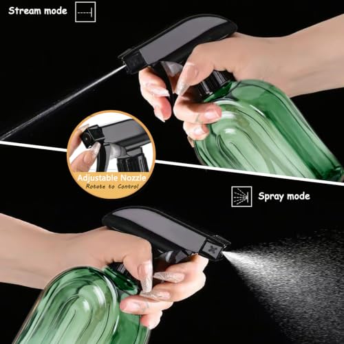 Green Glass Spray Bottle, Refillable Indoor Plant Mister,13.5oz Water Spray Bottle with Adjustable Nozzle,Plant Mister Spray Bottles for Indoor Plants, Cleaning, Hair Care, Pets Care(2pcs) - color: Green-1