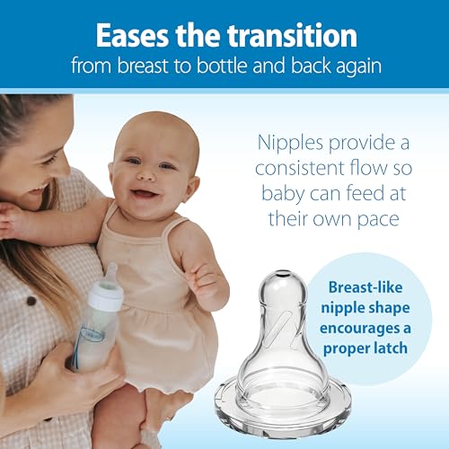 Dr. Brown’s Natural Flow Anti-Colic Options+ Narrow Breast to Bottle Pump & Store Feeding Set with Slow Flow Nipples, Baby Bottle Travel Caps and 100% Silicone HappyPaci One-Piece Pacifier, Blue - color: Blue