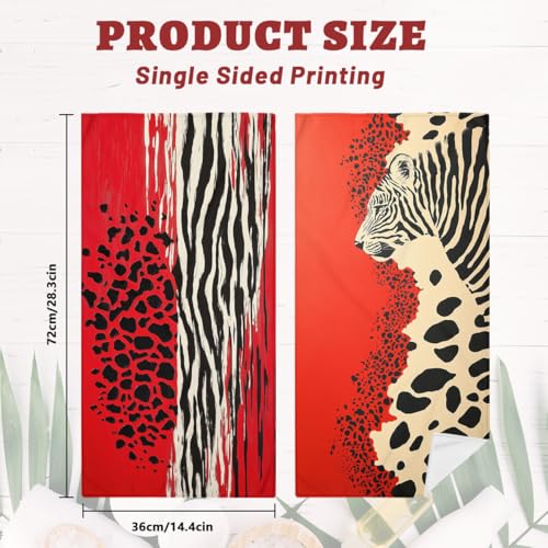 Leopard Print Hand Towels Set of 2, Red Black Splice Decorative Bath Towels for Bathroom Kitchen Home Spa Hotel Yoga,Bathroom Decor Accessories - color: Leopard Print