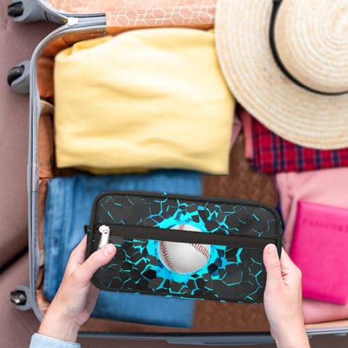 Kids Travel Toiletry Bag - Waterproof Hanging Cosmetic Hygiene Bags for Boys Men - Large Shave Kit for Toiletries Accessories Bathroom Stuff, Blue Baseball - color: Blue Baseball
