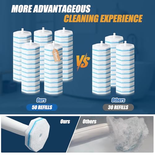 100PC Toilet Bowl Wand Refills, Replacement Heads for Bathroom Washroom Cleaning Pads, Disposable Toilet Brush Refills Compatible with Household Brushes Scrubbers Cleaning Refill Pads Local Stock