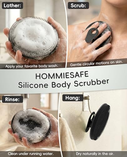 Soft Silicone Shower Brush Body Wash Bath Exfoliating Skin Massage Scrubber | 2 Pack Dry Skin Brushing Glove Loofah, Fit for Sensitive and All Kinds of Skin(Mint+Black) - color: Black+mint