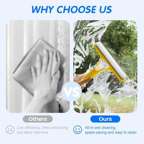3 in 1 Spray Window Squeegee Cleaner Scraper, Window Squeegee Cleaner Tool with Spray Bottle for Shower Glass, Mirrors, Car, Home Window Cleaner Tool (White) - color: White