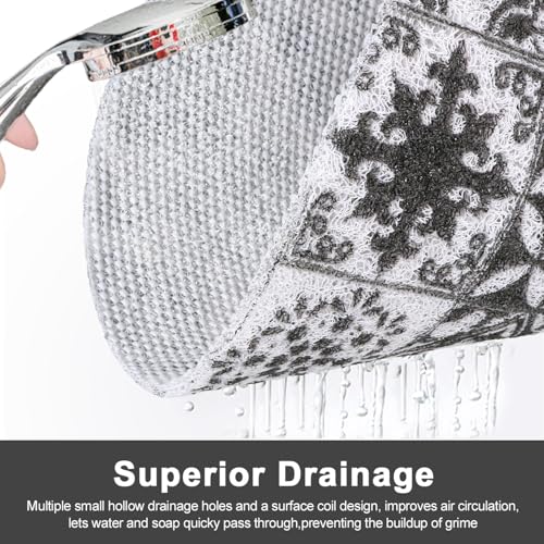 Shower Mat Non Slip, Round Shower Mat for Inside Shower with Drain Hole in Middle, Non Slip Bathtub Mat, Fast Drying Bath Tub Mats, Loofah Mat for Standing Shower Stall, Quick Drying - color: Black Mosaic, size: 32" (Round)
